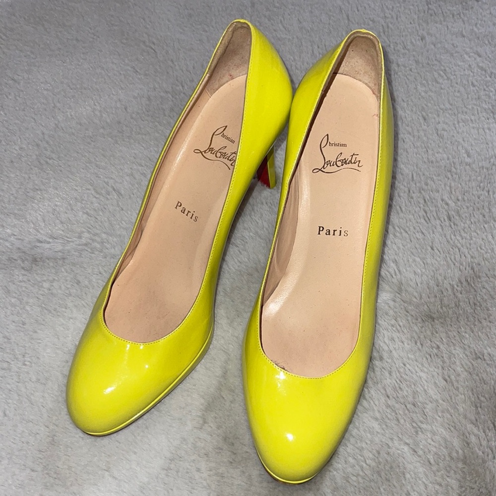Christian Louboutin 90 Round Neon Yellow Pumps